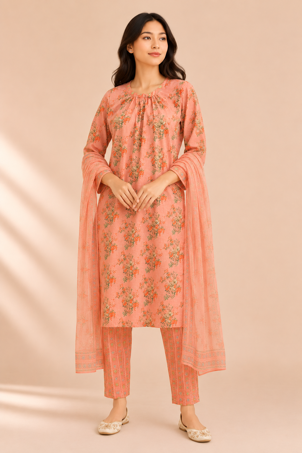 Blush Bloom Floral Cotton Kurta Set