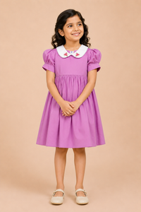 Blossom Charm Pink Cotton Peter Pan Collar Dress