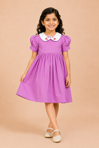 Blossom Charm Pink Cotton Peter Pan Collar Dress
