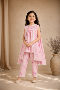 Pink Poodle Cotton Night Suit Set for Girls