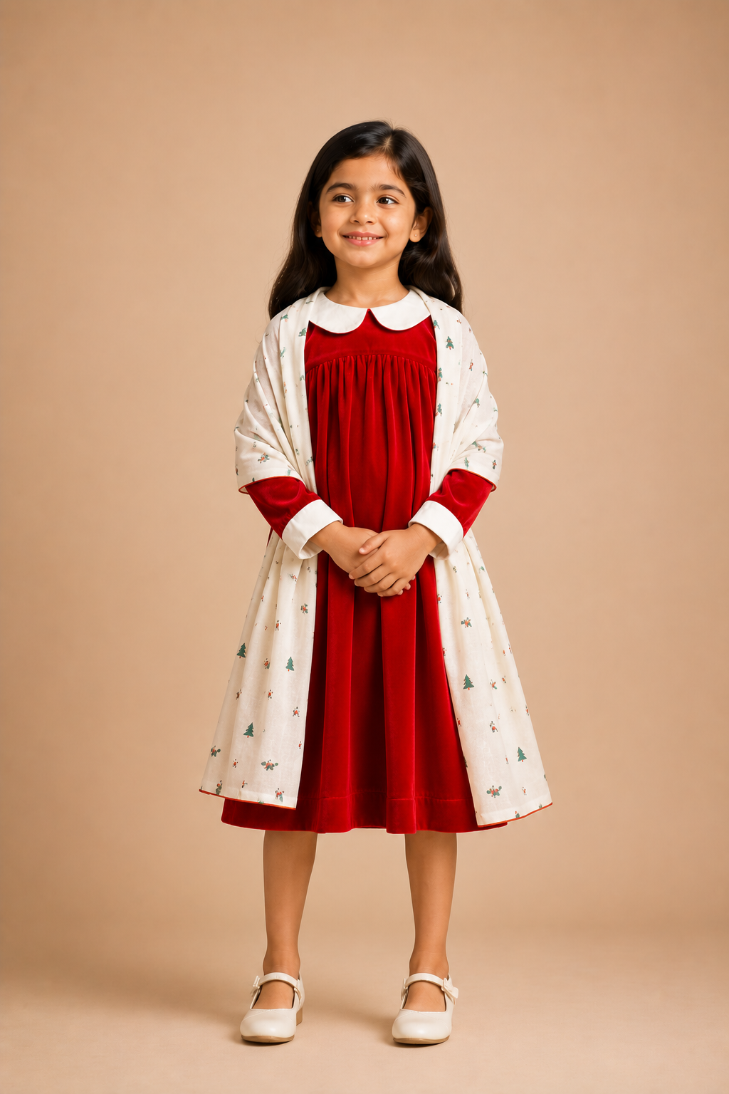 Ruby Velvet Peter Pan Party Dress for Girls