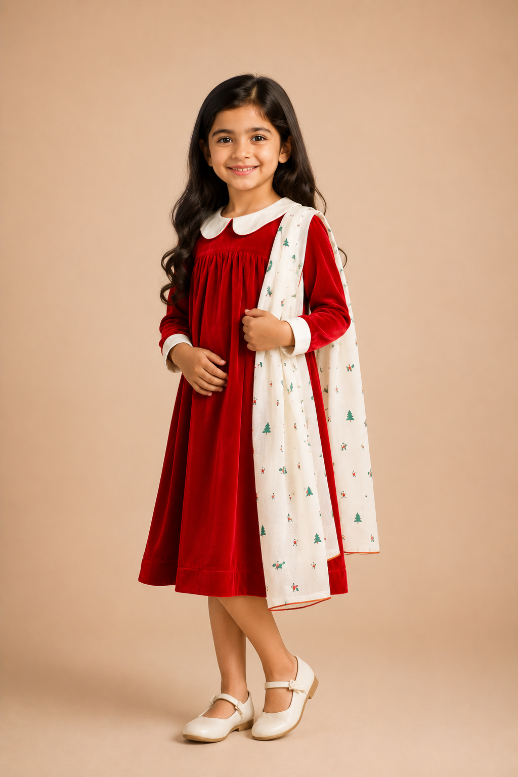 Ruby Velvet Peter Pan Party Dress for Girls