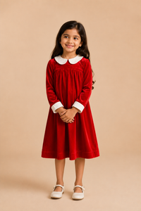 Ruby Velvet Peter Pan Party Dress for Girls