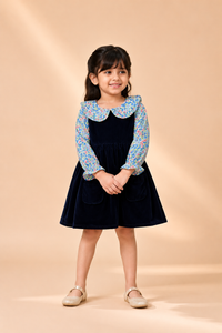 Midnight Bloom Velvet Party Dress for Girls