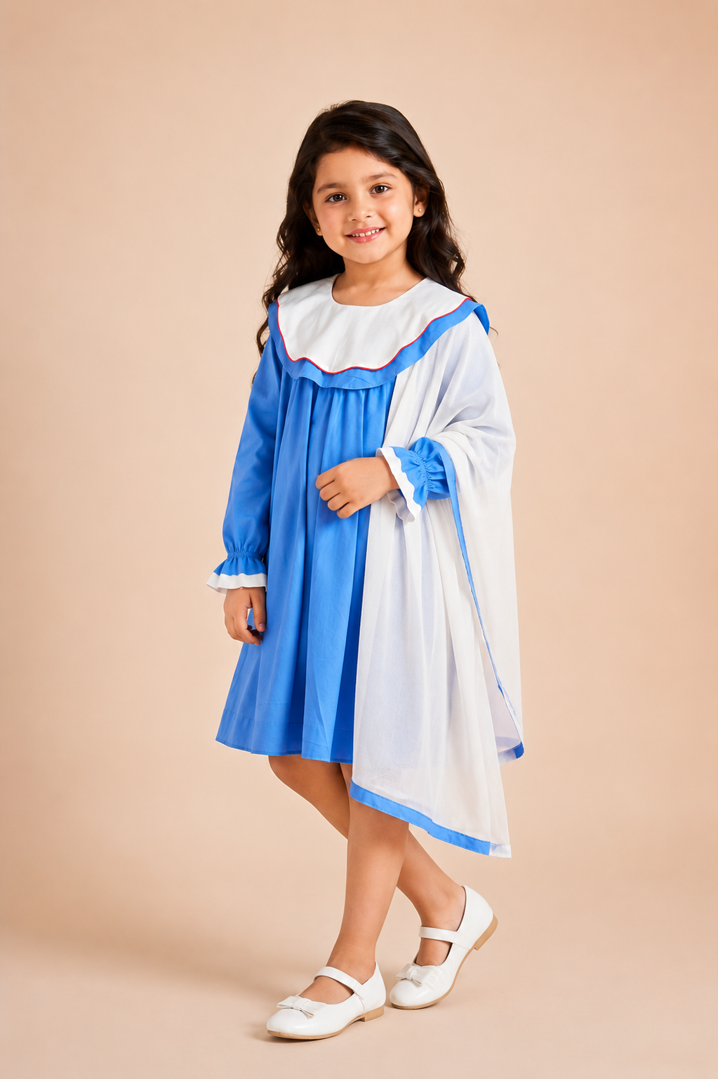 Azure Bloom Girls Cotton Dress