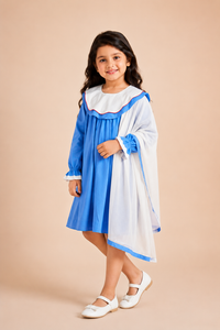 Azure Bloom Girls Cotton Dress