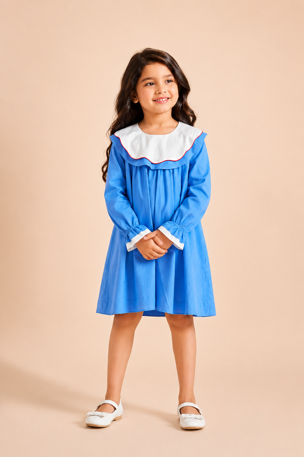Azure Bloom Girls Cotton Dress