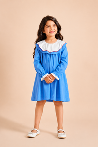 Azure Bloom Girls Cotton Dress