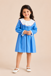 Azure Bloom Girls Cotton Dress