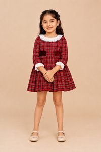 Luxury Red Tartan Girls Winter Party Dress