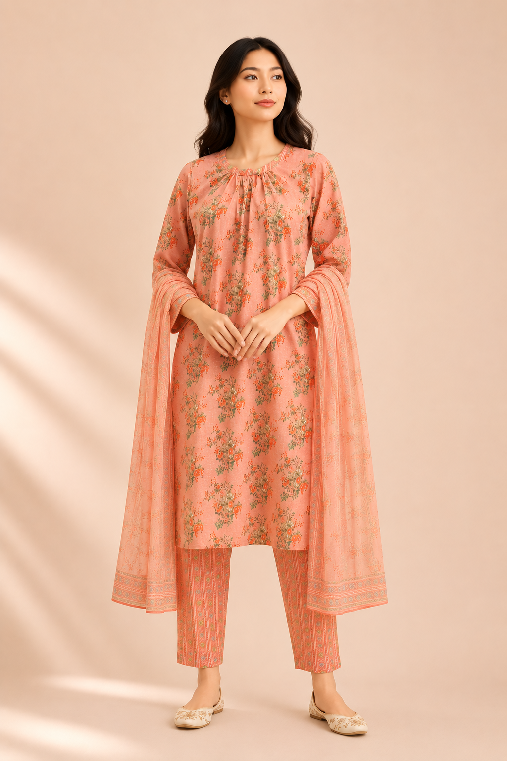 Blush Bloom Floral Cotton Kurta Set
