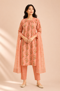 Blush Bloom Floral Cotton Kurta Set